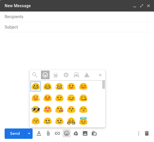 Gmail emoticons/emojis