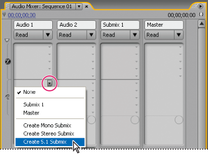 Choosing submix type in Audio Mixer