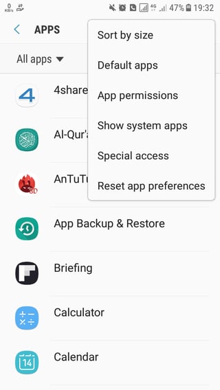 screenshot for accessing "Special access" menu from Apps