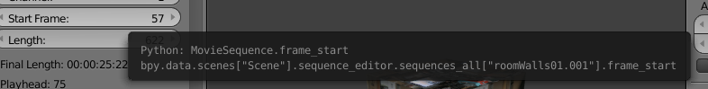 a screenshot of the tooltip saying "bpy.data.scenes["Scene"].sequence_editor.sequences_all["roomWalls01.001"].frame_start"