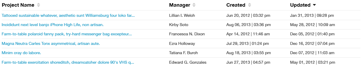 Table header sorting