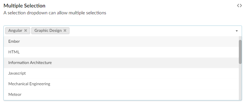 Illustration of a coded multiple-selection drop down.