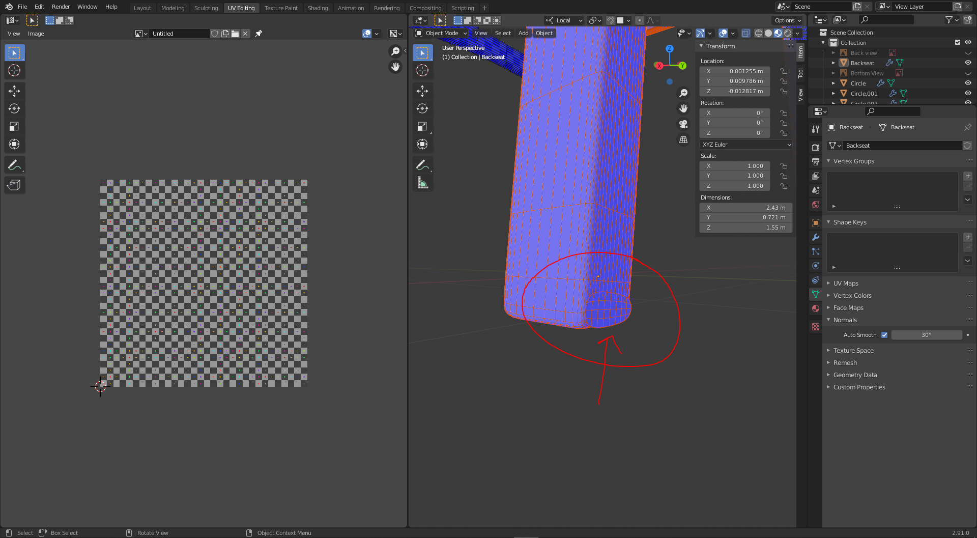 oval shape on outside of mesh blender screenshot