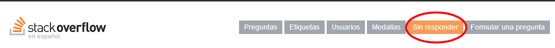 Selector en la parte superior para preguntas Sin Responder