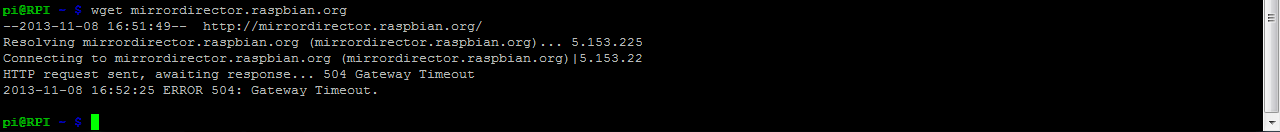 wget output on rPi