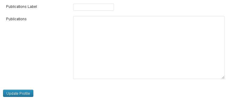 extra user profile fields (publications textarea + label input)