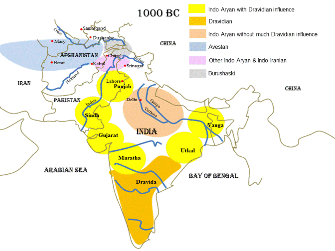 Linguistic map c 1000 BCE