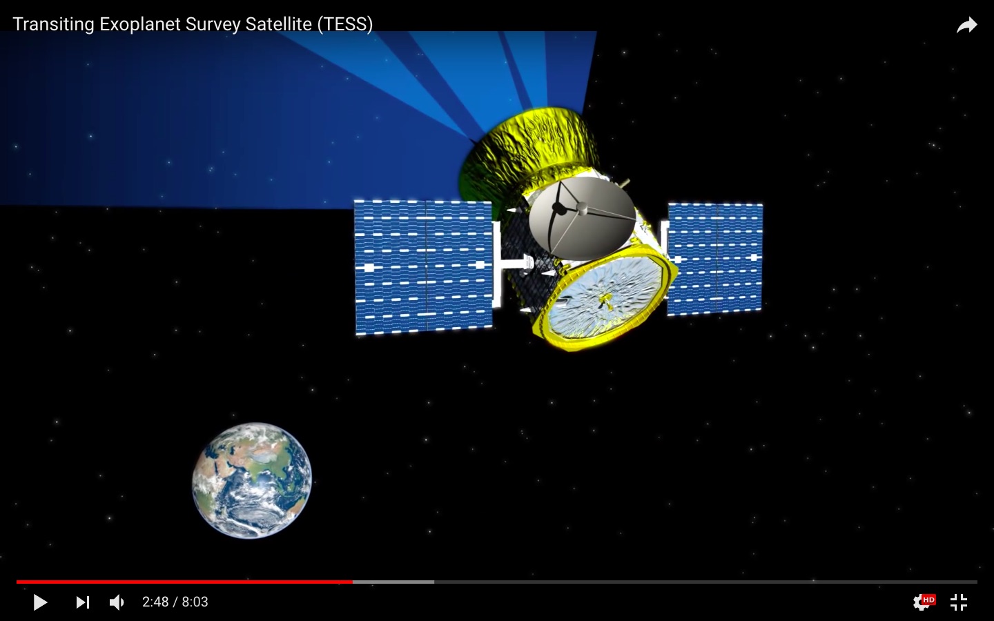 screen shot Transiting Exoplanet Survey Satellite