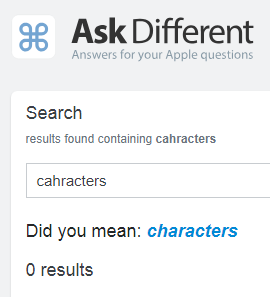 Ask Different produces no results and a suggestion