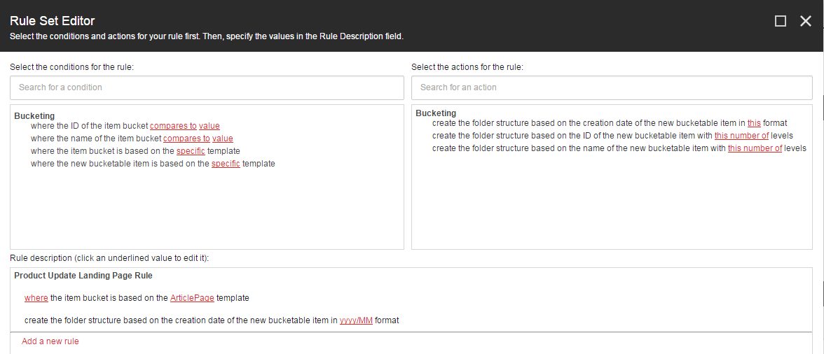 Sitecore Buckets Rules Editor