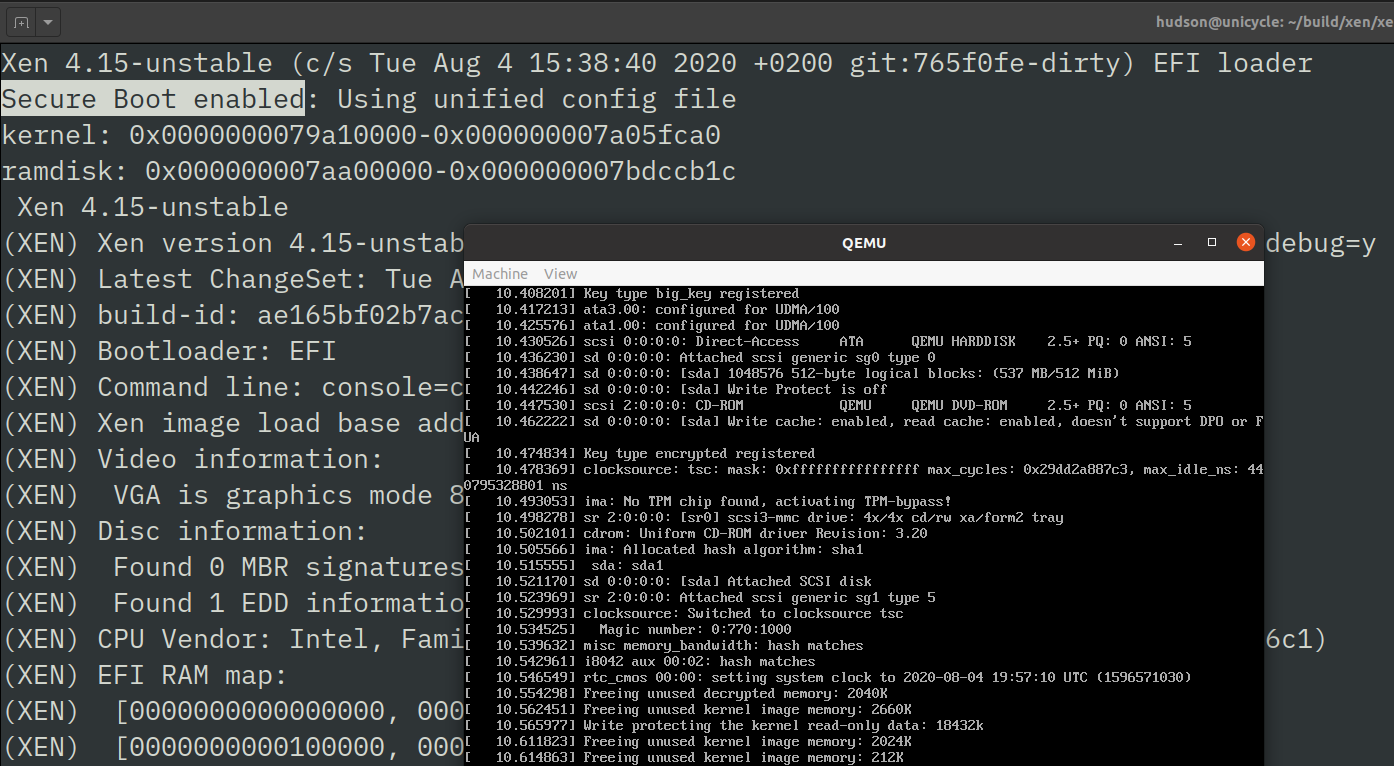 Xen booting in qemu with OVMF Secure Boot enabled