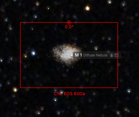 Field of view for M1 through Celestron C14 with APS-C sensor