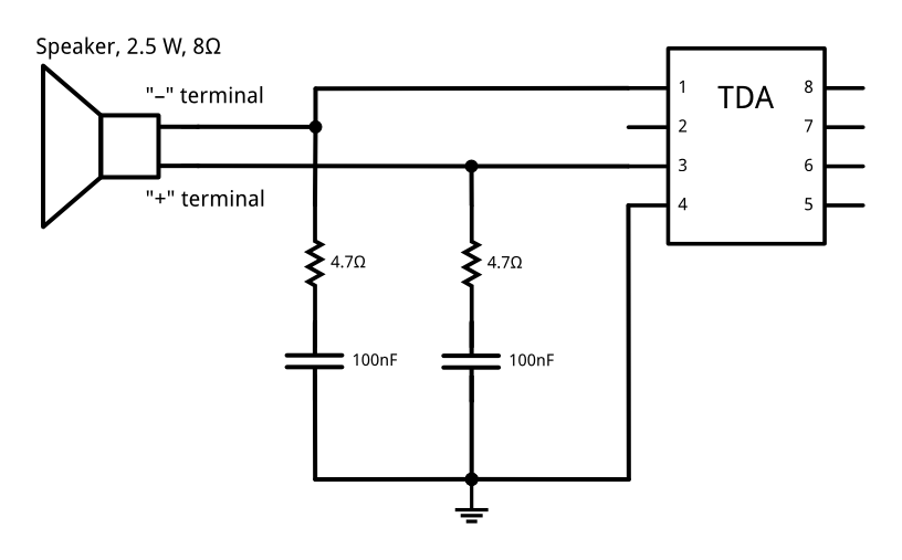 schematic of the TDA2822L circuit