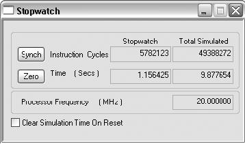 MPLAB stopwatch