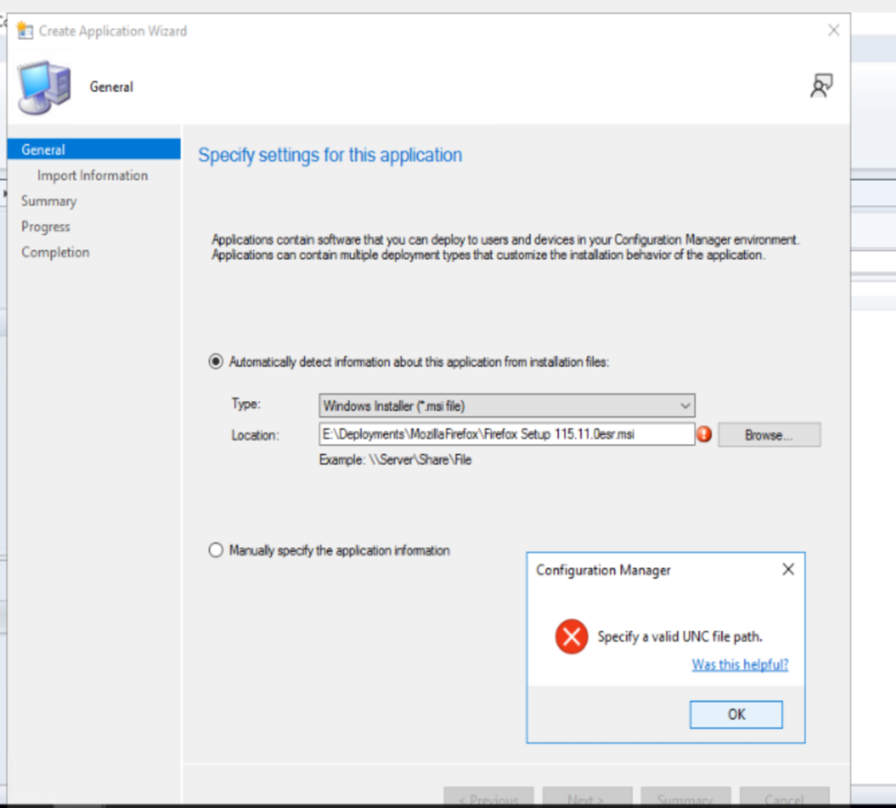 Windows Server 2016 - Configuration Manager 2309 "Specify A Valid UNC ...