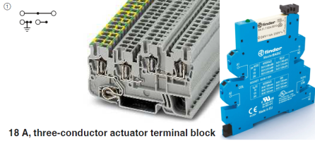 A actuator terminal block and an interface relay