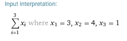 Correct interpretation by Wolfram Alpha