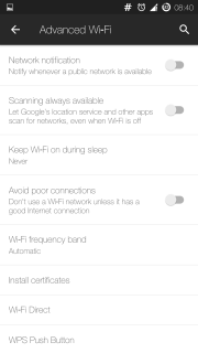 Advanced WiFi settings