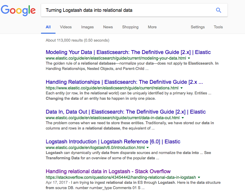 Screenshot of Google results page here.