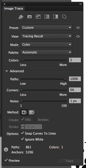 Image Trace Settings