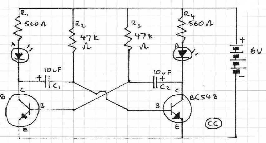 This Circuit will blink LEDs timely