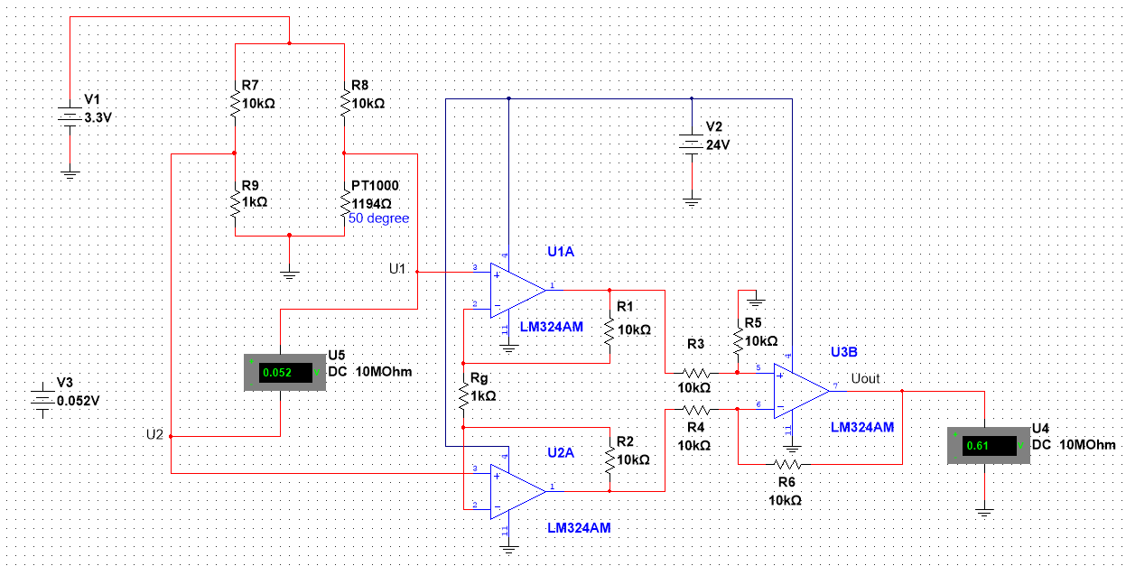 Instrumental amplifier with Wheatstone Bridge