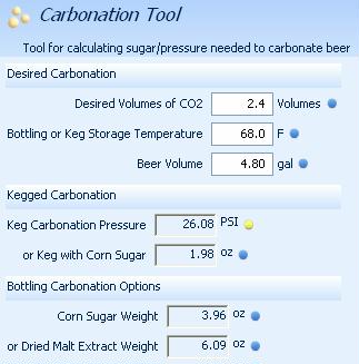 Carbonation tool showing 2oz sugar for kegging and 4oz sugar for individual bottles