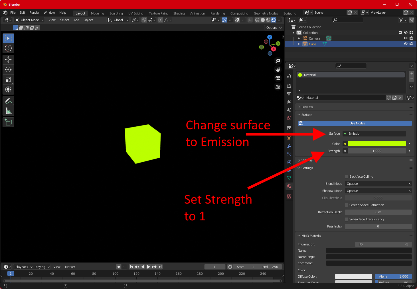 Change the material properties of the object, feel free to change color of your liking or to replace it with a texture or whatever you want it to be