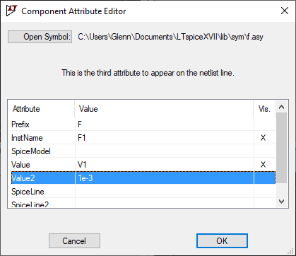 setting up parameters for current transfer of F1