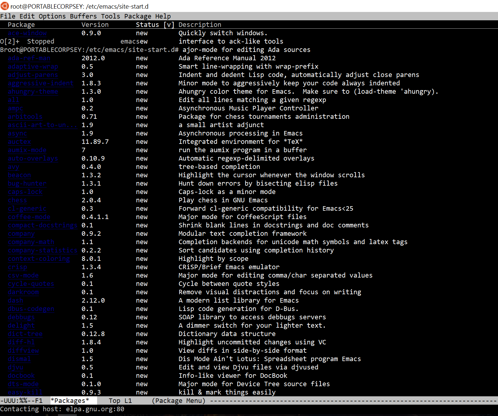 Emacs crash immediately after launching list-packages and hitting an arrow key