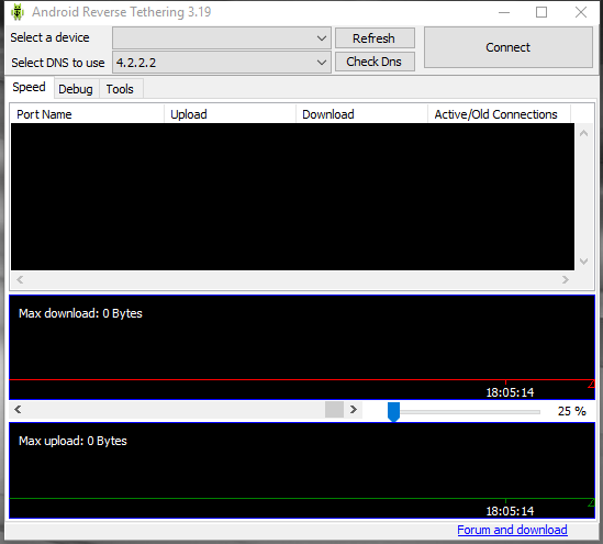 Reverse tethering (root) interface