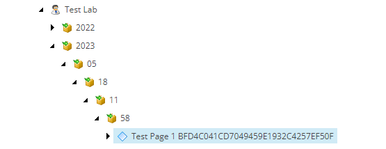 Test definition item in Sitecore tree