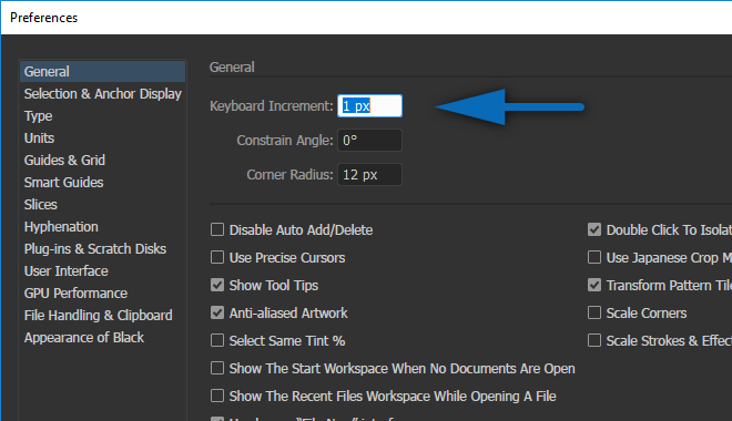 Keyboard Increment setting