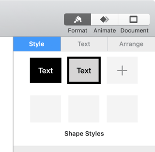 Keynote Format Bar Shape Styles