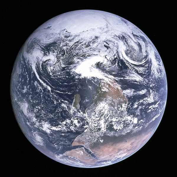 Apollo 17 photograph of Earth, showing Africa, Arabia, and Antarctica.