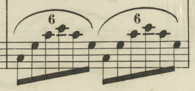 Bass figure consisting of: root, fifth, octave, tenth, octave, fifth