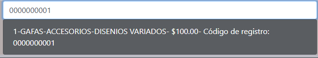 Cuando escribo sobre el cuadro aparecen las opciones, en este caso solo una