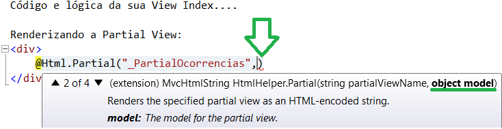 Adicionando parâmetro para usar na Partial