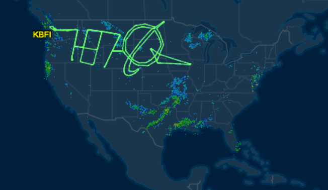 787 & Boeing logo drawn with flight path