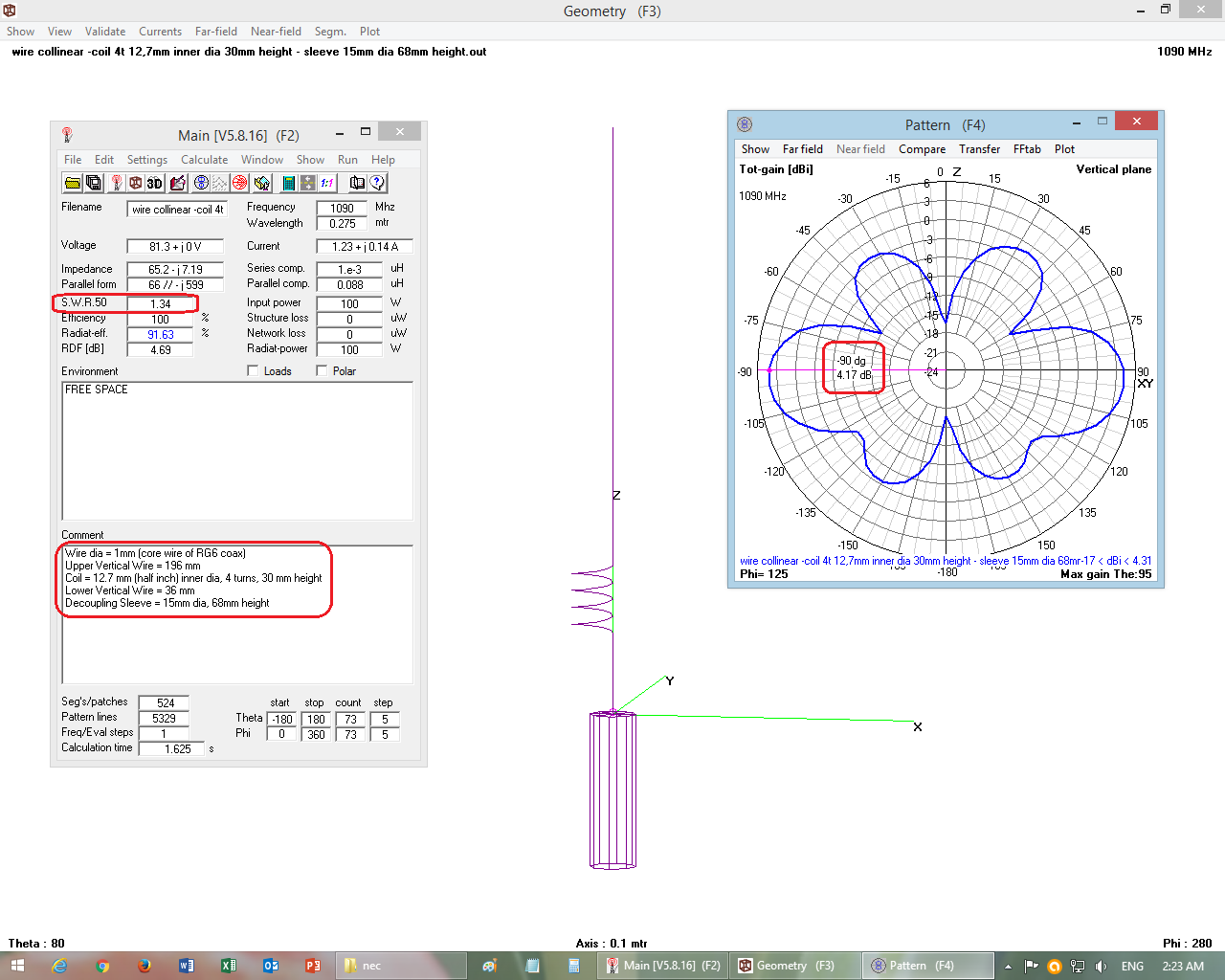 Wire collinear antenna with decoupling sleeve