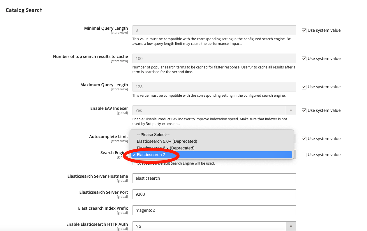 Magento 2 ElasticSearch Admin panel