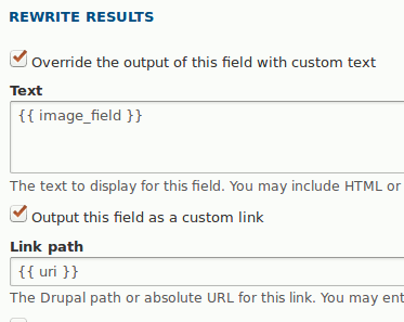 Rewrite results Views Field output Link