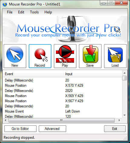 Mouse Recorder Pro 2 main window