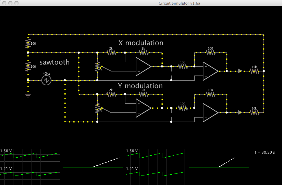 Oscilloscope simulator circuit