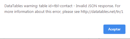 Error de datatable