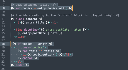 This is the code that declares the 'Topic' variable, then calls it in a loop