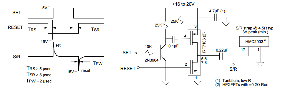 SET/RESET circuit from HMC1001 datasheet