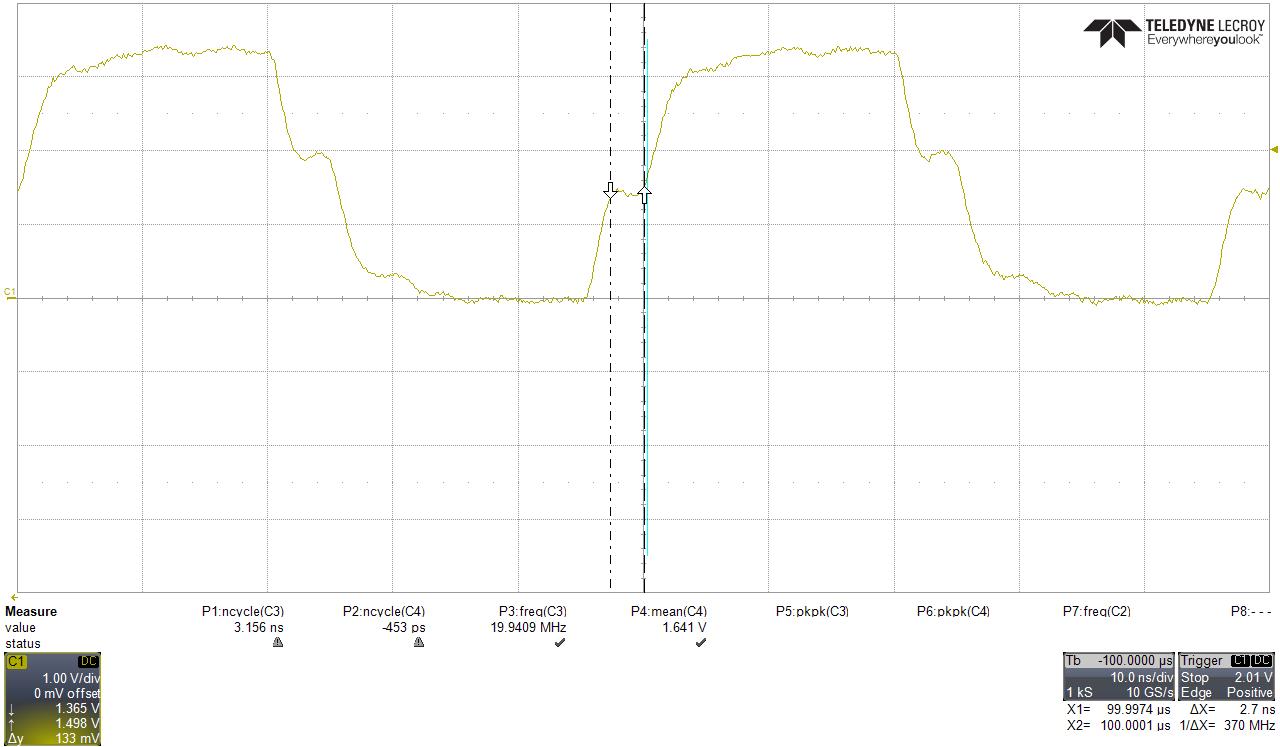 Oscilloscope capture of clock