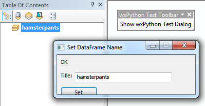 Screenshot of Mark Cederholm's wxPython demo add-in