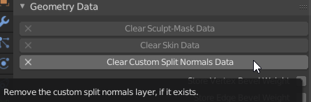 Clear Custom Split Normals Data